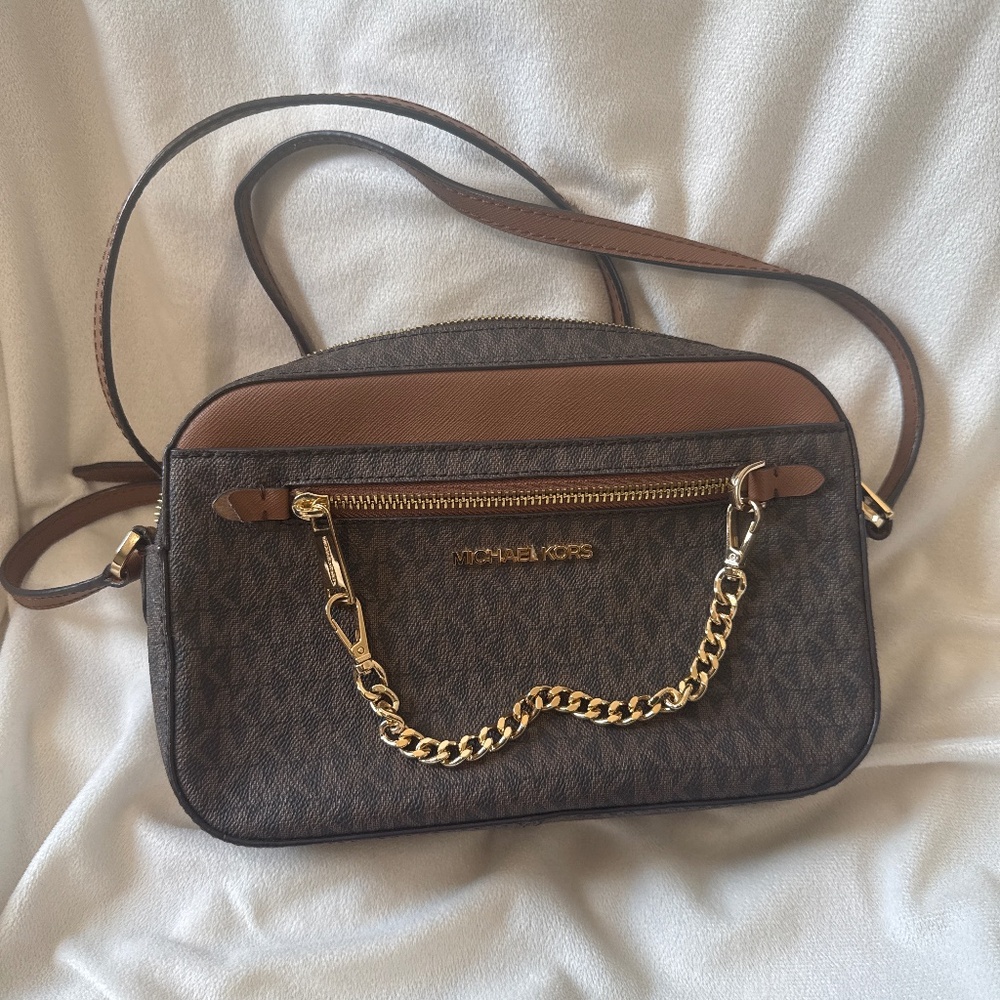 Michael Kors Brown Jet Set Logo Crossbody